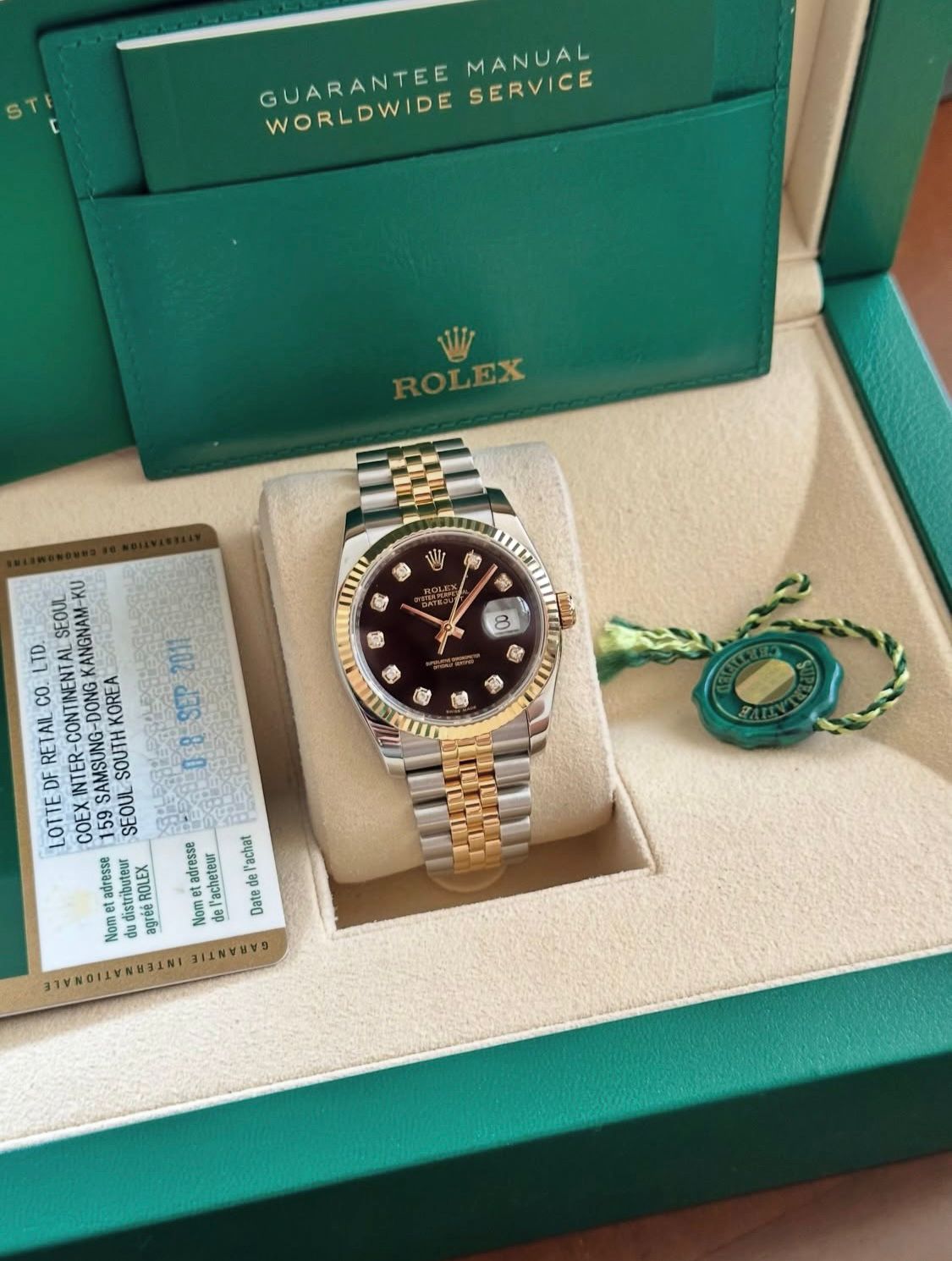 Datejust Black Diamond Dial Gold & Steel