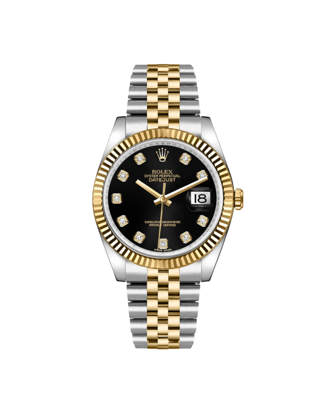 Datejust Black Diamond Dial Gold & Steel