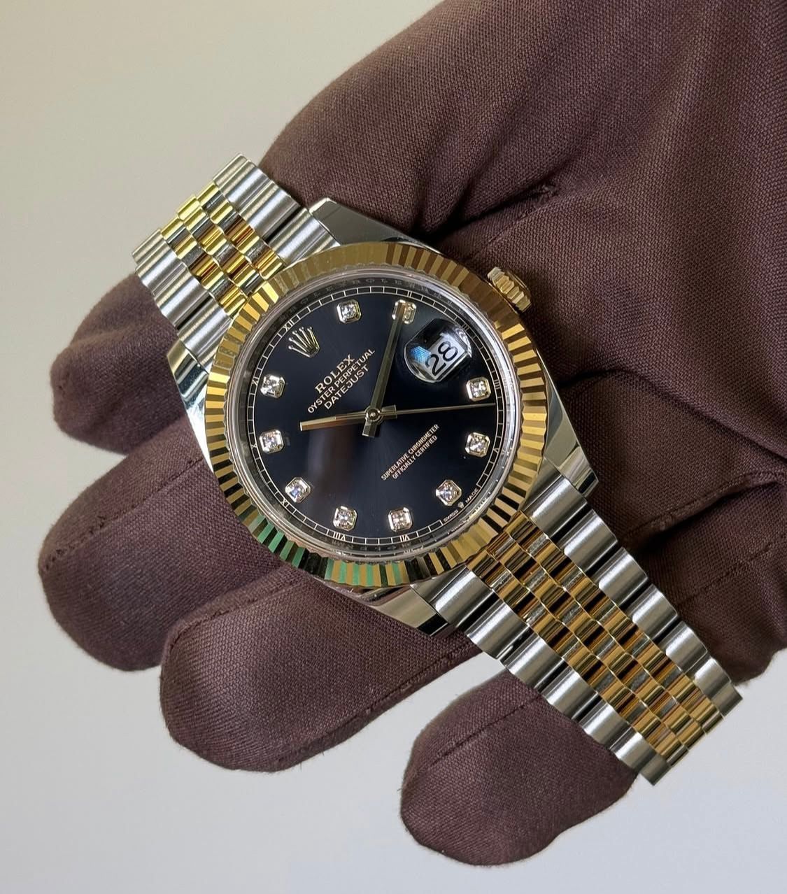 Datejust Black Diamond Dial Gold & Steel